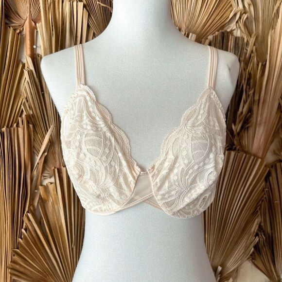 Vintage Lace Bra 36C Maidenform 1970's Swiss Dot - Picture 1 of 6